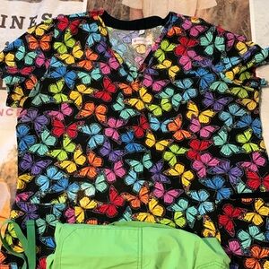 Colorful butterfly scrub set